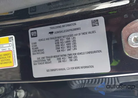 2023 Chevrolet Tahoe 4Wd Commercial Fleet из США, поврежденный, VIN 1GNSKLEDXPR288901